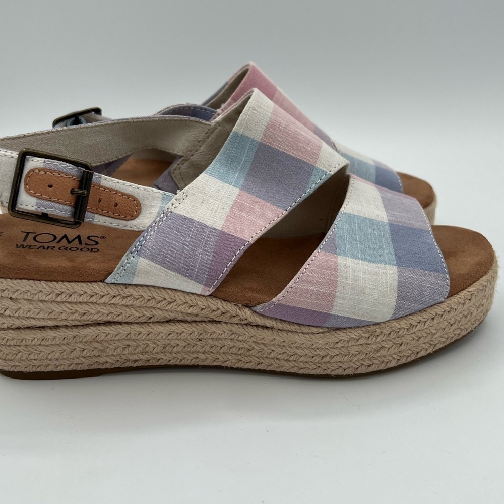 Toms Multicolor Plaid Wedge Sandals - Picture 2 of 7